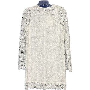 R/R Studio Crochet Overlay Short Sleeve Dress Size 0 Shift Mini in White